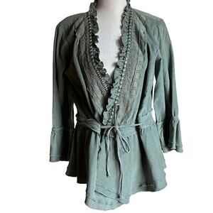 J. JILL |  Boho Fine Wale Corduroy Wrap Tie Waist Jacket | Women's Size Small